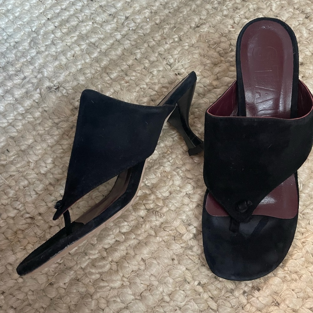 Staud black suede kitten heels